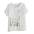 thumbnail image 4 of Shirts for Women Plus Size Round Neck Short Sleeve Flower Printing Loose Summer Casual Shirt White XXXXL, 4 of 5