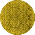 thumbnail image 1 of Ahgly Company Machine Washable Indoor Round Oriental Yellow Industrial Area Rugs, 5' Round, 1 of 4