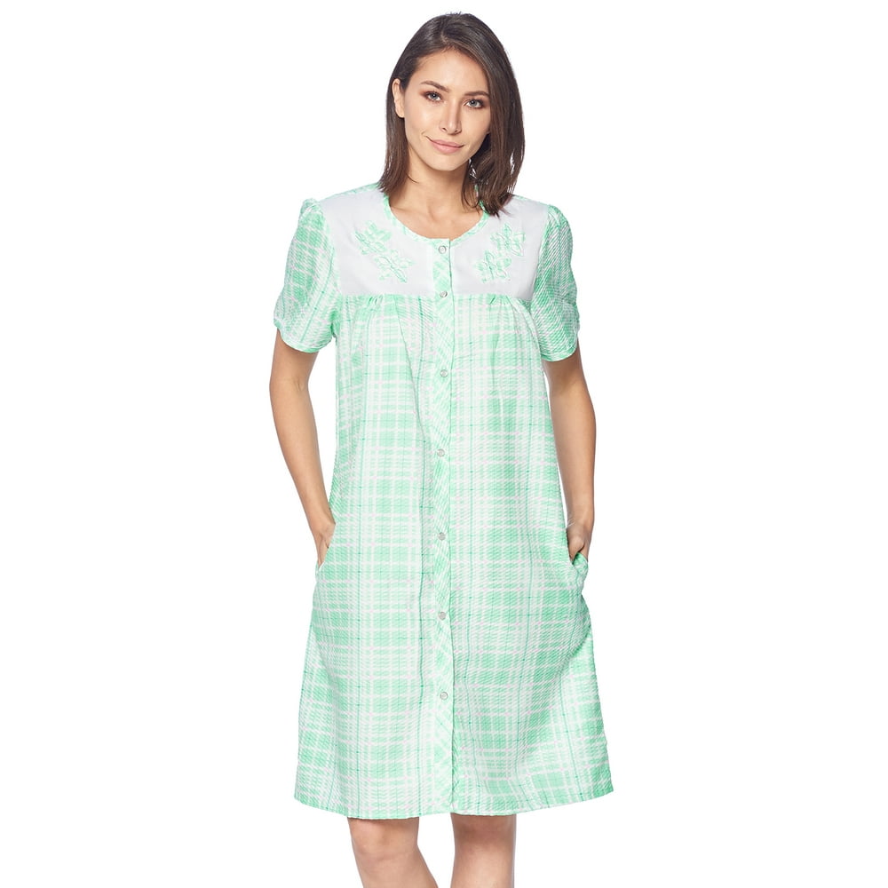 cotton housecoat with snaps