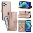 thumbnail image 5 of Allytech CrossBody Wallet Case for iPhone 13 Pro,Shoulder Strap + Wristlet Card Holder Kickstand Magnetic Folio Closure Zipper Flip Pouch PU Leather Case for iPhone 13 Pro, Rosegold, 5 of 11