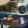 thumbnail image 3 of Gaildon 8 Piece Patio Furniture Set with Fire Pit Table, All Weather Outdoor Sectional PE Rattan, Patio Conversation Sets with Cushions for Garden Lawn Balcony Porch Deck, Blue, 3 of 11