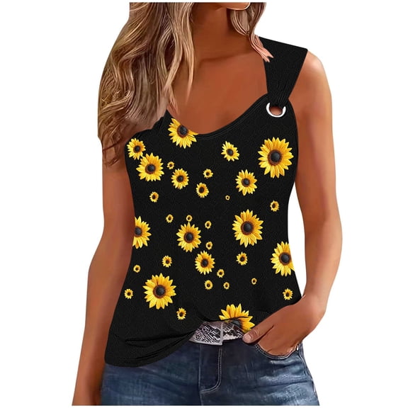 V Neck Tank Tops for Women Vintage Floral Print Shirt Dressy Casual Sleeveless Blouses Womens Going Out Summer Tank Tops
