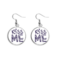 thumbnail image 1 of Kiss Me Cute Quote Handwrite Style Ear Dangle Silver Drop Earring Jewelry Woman, 1 of 3