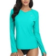thumbnail image 1 of Women Rash Guard Swim Shirt Long Sleeve Sun Protection Thumb Hole UPF 50, 1 of 7