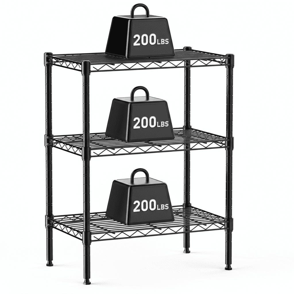 EDX 3-Tier Storage Shelf Unit,31-Inch Metal Wire Shelving Rack ,Adjustable Layer Height,for Kitchen Garage Living Room, Black