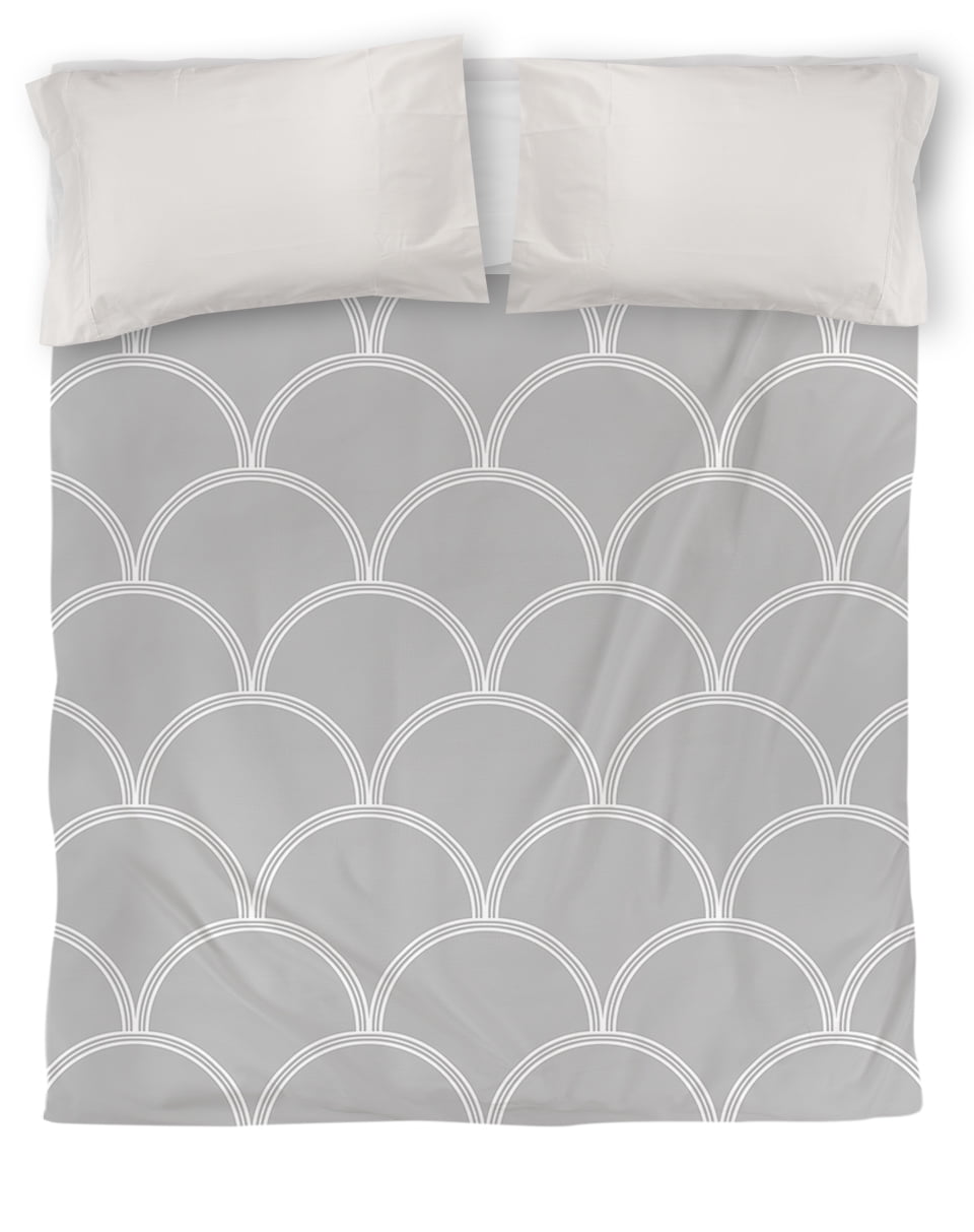 Art Deco Circles Duvet Cover, Gray and White