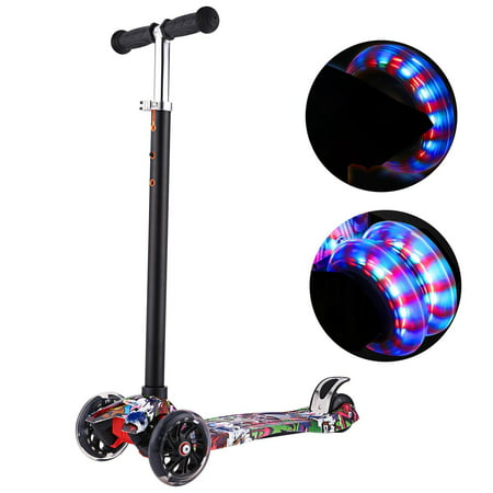 Kick Scooter for Kids 3 Wheel Scooter, 4 Adjustable Height, Lean to Steer with PU LED Light Up Wheels for Children from 3 to 17 Years