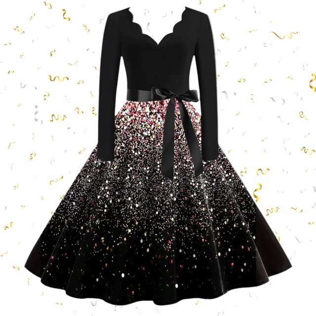 Vestidos Para Mujer Verano Vestido Para Mujer Moda Manga Larga Cuello En V Fiesta de Noche de Navidad Fiesta de Graduación Vestido de Playa