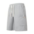 thumbnail image 3 of Summer Cargo Shorts Mens Plus Size with Pockets Elastic Waist Solid Color Pants for Outdoor Work Summer Men's Hiking Cargo Workwear Gifts for Men Gray XXL, 3 of 5