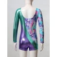 thumbnail image 3 of Yeahdor Girls Metallic Patchwork One Piece Fitness Jumpsuit Biketard Gymnastics Leotard Lavender 10, 3 of 6