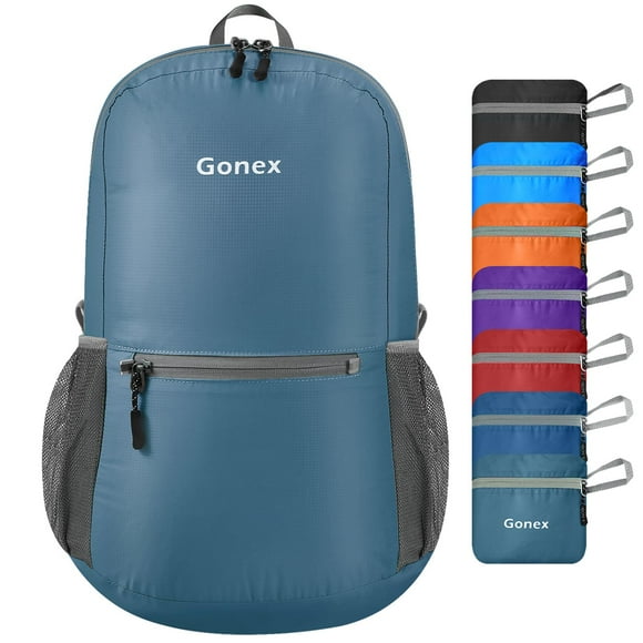 Mochila Gonex ultraligera y plegable de 20 litros (gris y azul)