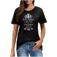thumbnail image 1 of Mujeres Manga Corta de Verano Tops Pascua Impresa Cuello Redondo, Blusa de Moda Casual para la Primavera, 1 of 5