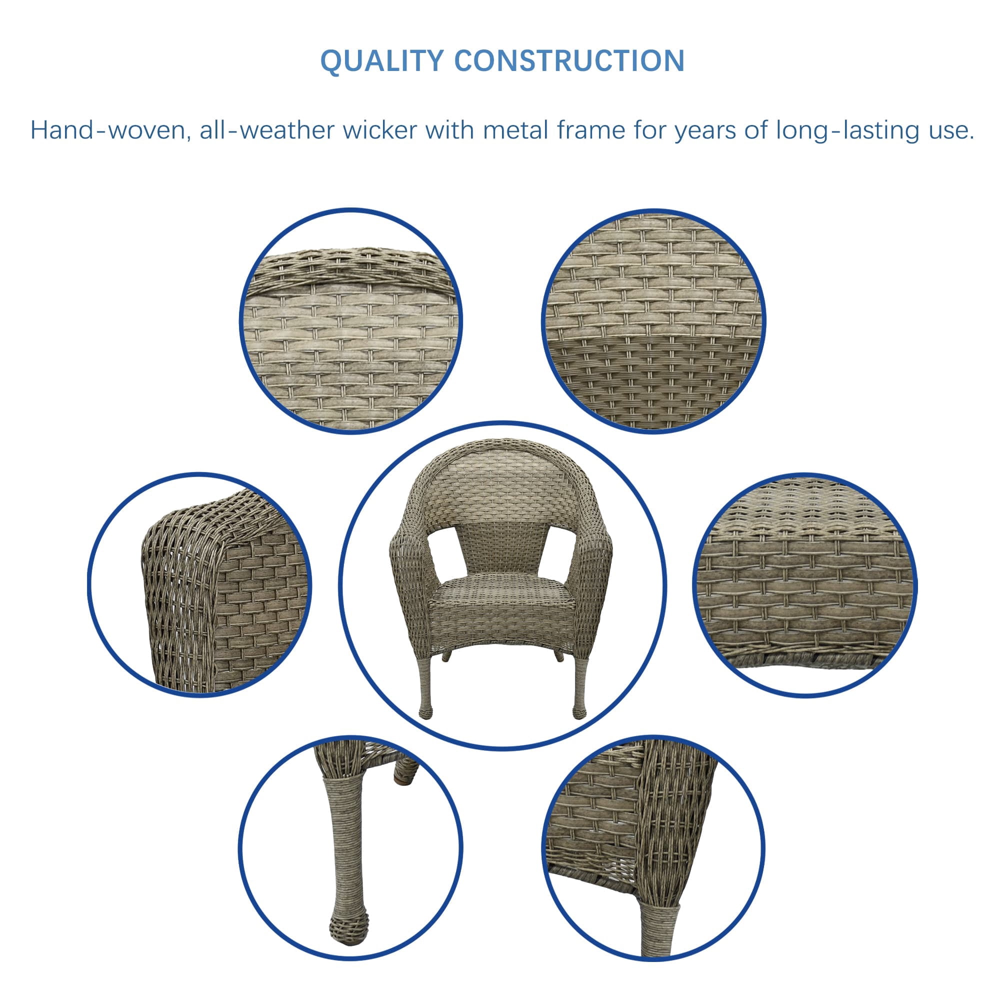 Jeco Clark Resin Wicker Patio Chair in Gray (Set of 2)