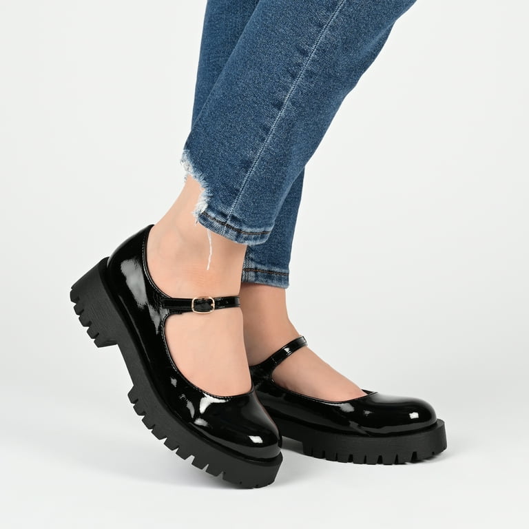 Journee Collection Womens Kamie Mary Jane Round Toe Buckle Flats
