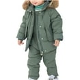 thumbnail image 3 of Winter Warm Outdoor Jackets Coats Boys Girls Fashion Solid Color Down Jackets Keep Thickening Warm Outdoor Coat Jumpsuit Set, 3 of 6