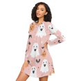 thumbnail image 3 of FORMRS Womens Long Sleeve Nightgowns Crew Neck Sleep Shirt Soft Pajamas Sizes S-3XL, Pastel Pink Halloween, 3 of 8