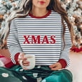 thumbnail image 2 of Cavosen Christmas Womens Sweaters Cute Crew Neck Long Sleeve Fleece Ugly Pullover Stripe Solid Loose Blouses Party Shirt Tops, 2 of 9