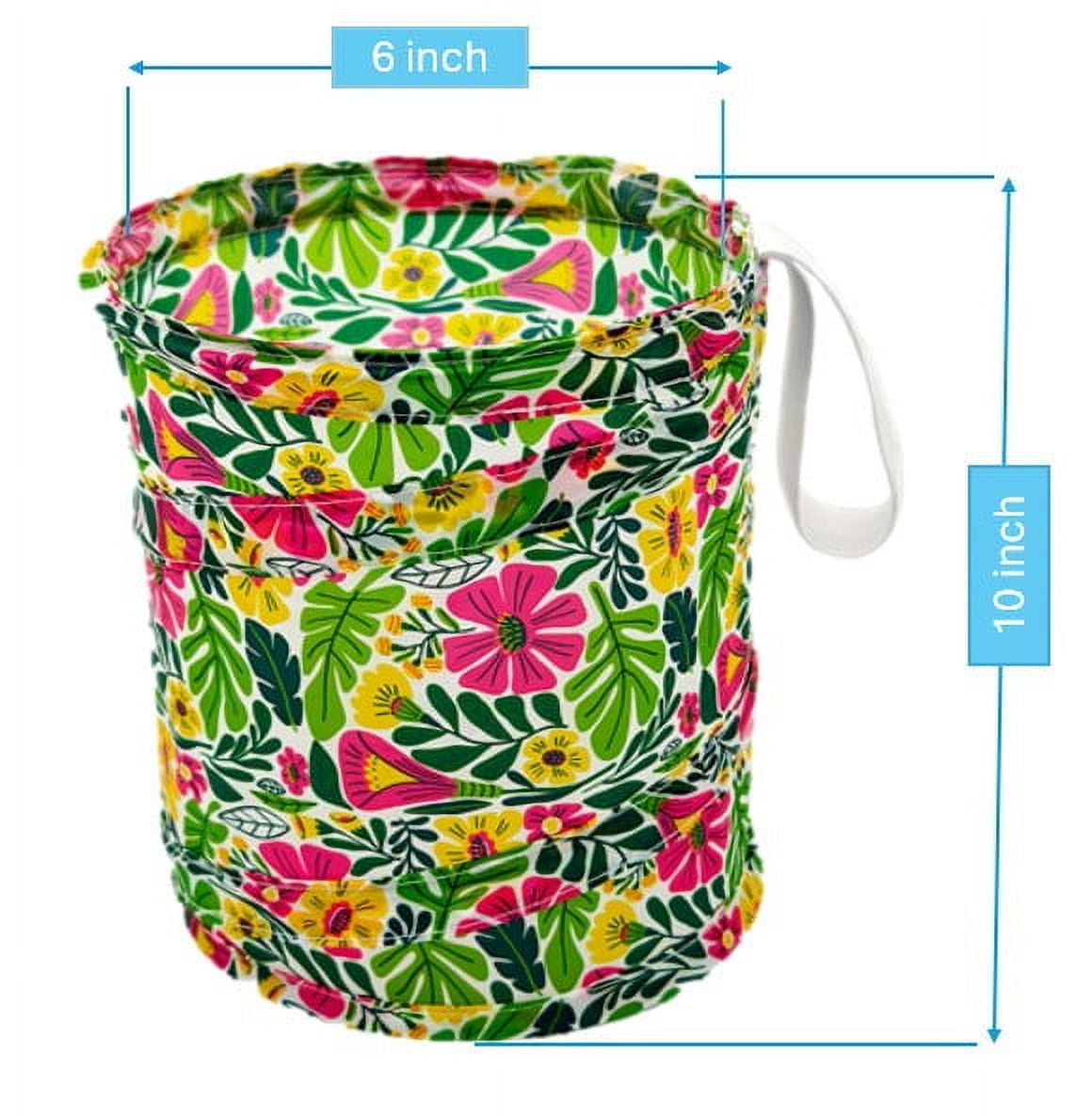 Women's Bright Island Floral Print Univeral Collapsible Bucket Hanging Trash Can for Cars