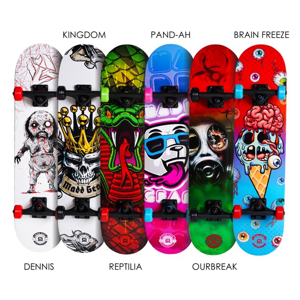 Madd Gear 31" Complete Skateboard 6 New Graphics! Great For Kids