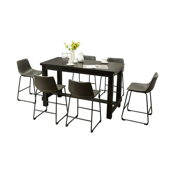 Roundhill Furniture Lotusville 7 Piece Counter Height Dining Table Set