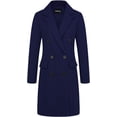 thumbnail image 3 of FUNING Women's Basic Designed Notch Lapel Double Breasted Mid-Long Wool Pea Coat, 3 of 5
