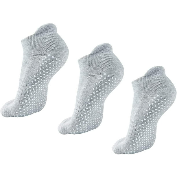 Anti Slip Socks Women And Men For Yoga Pilates,3 Pairs Grip Socks Black  Grey Pink 