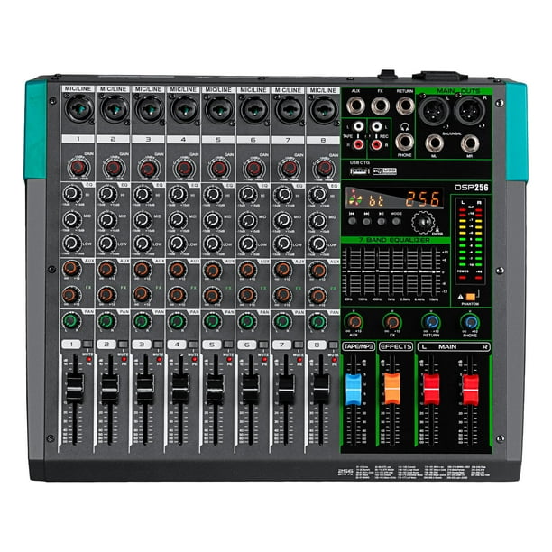 Mezclador de audio Depusheng PA8 8 canales USB Bluetooth MP3 48V