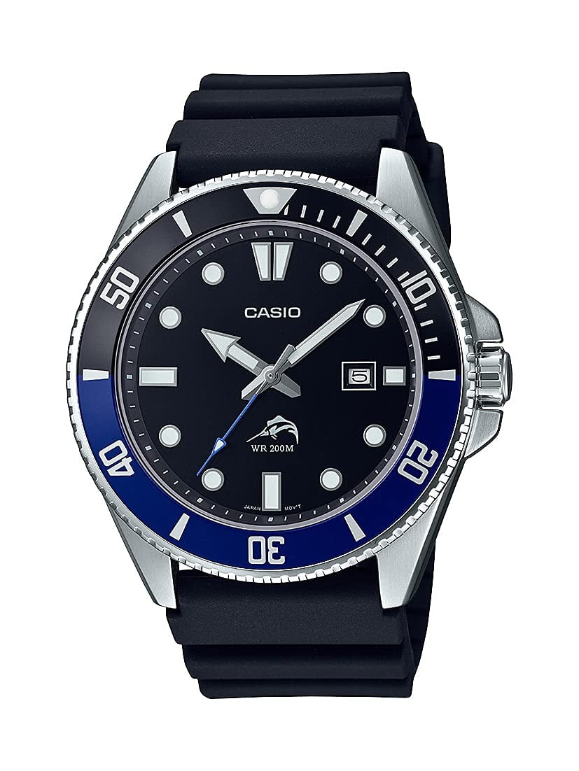 Casio Men s Sports Quartz 200m Stainless Steel Black Resin Watch MDV106B 1A1V