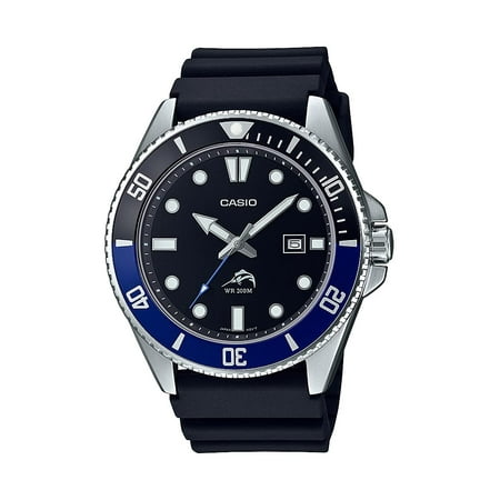 Casio Men's Stainless Steel Quartz Sport Watch with Resin Strap, Black, 26 (Model: MDV106B-1A1V)