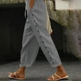 thumbnail image 2 of GEWSEY Women Linen Capri Pants Summer Boho with Pockets Wide Leg Cropped Pants for Women Casual Summer Cropped Pants Womens Grey, XL, 2 of 8