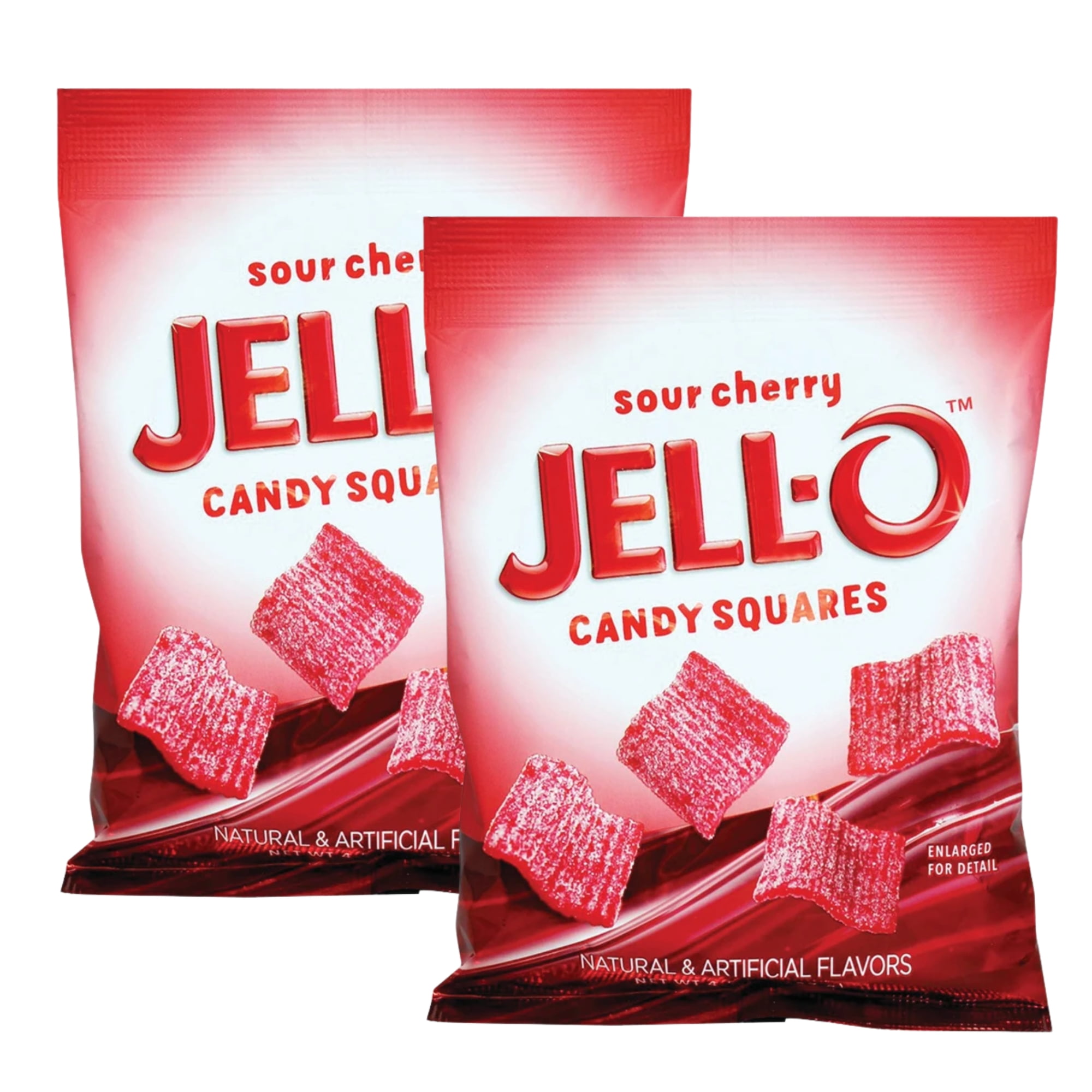 JellO Gummi Candy, 4.5oz Sour Cherry Squares, Soft Chewy Sour Gummies