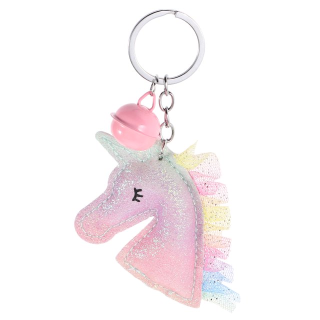 Llavero de unicornio con cascabel para bolso de PU, bonito colgante de animal para mujeres y niñas, llaves de coche, bolsos, carteras y mochilas, accesorios.