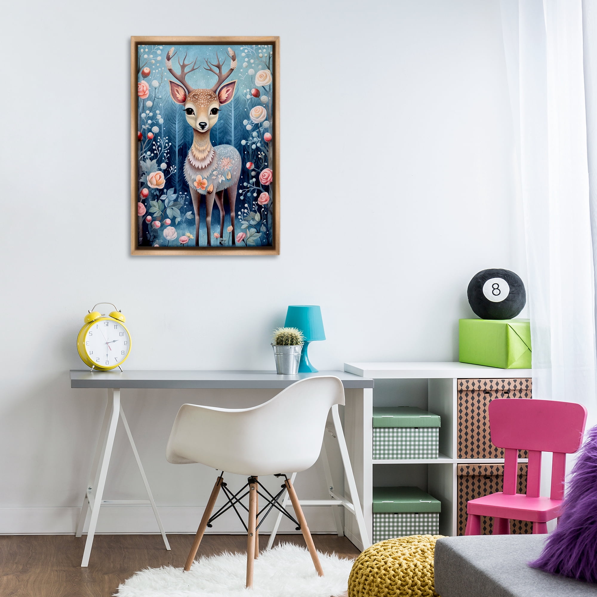 Stupell Industries Woodland Pattern Deer Animals & Insects Painting Brown Floater Framed Art Print Wall Art, 21 x 31