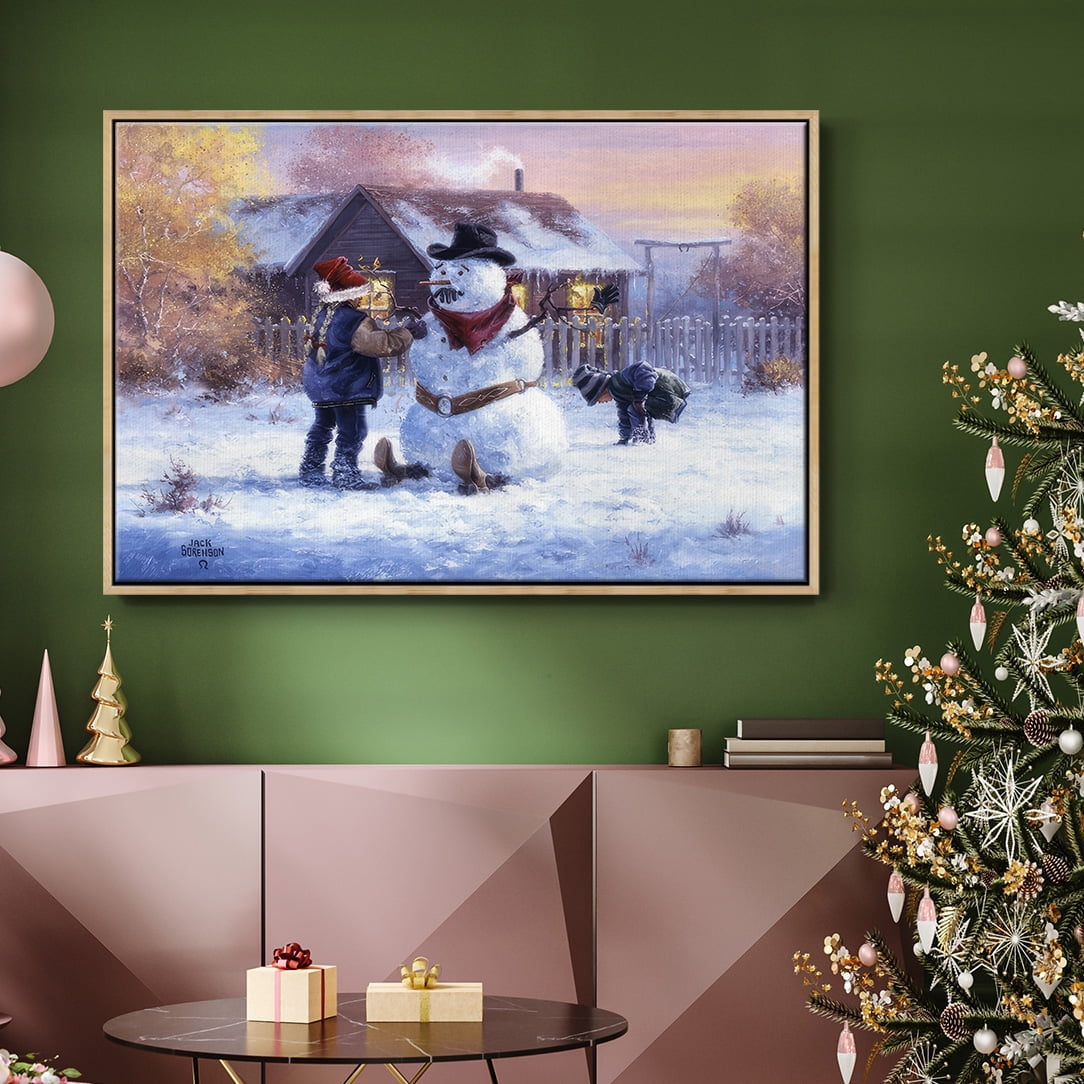 Gonna Be in Trouble - Framed Gallery Wrapped Holiday Canvas - 17 x 25 - Natural Wood Frame