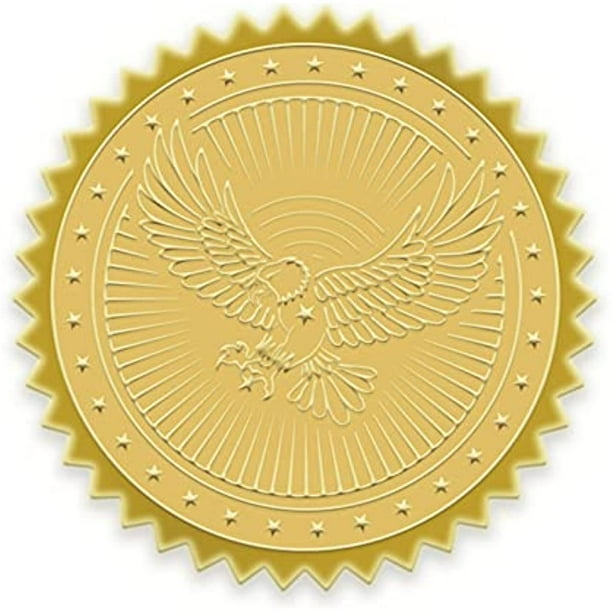 100 Packs Eagle Embossed Gold Foil Stickers Certificate Seals for