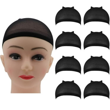 8 Pieces Black Stocking Wig Caps, Nylon Wig Caps Unisex Stretchy Wig Caps