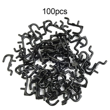 

BESHOM Plastic Pegboard Hooks J-Hooks for Peg Boards 100 Pieces Iron Mesh Piece
