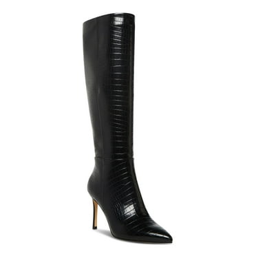 MARC FISHER Womens Black Animal Print Goring Padded Vedanty Pointed Toe Stiletto Zip-Up Dress Heeled Boots M