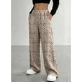 thumbnail image 3 of DOKOTOO Womens Leopard Print Pants Casual Elastic Waist Wide Leg Pants Loose Lounge Trousers with Pockets, 3 of 9