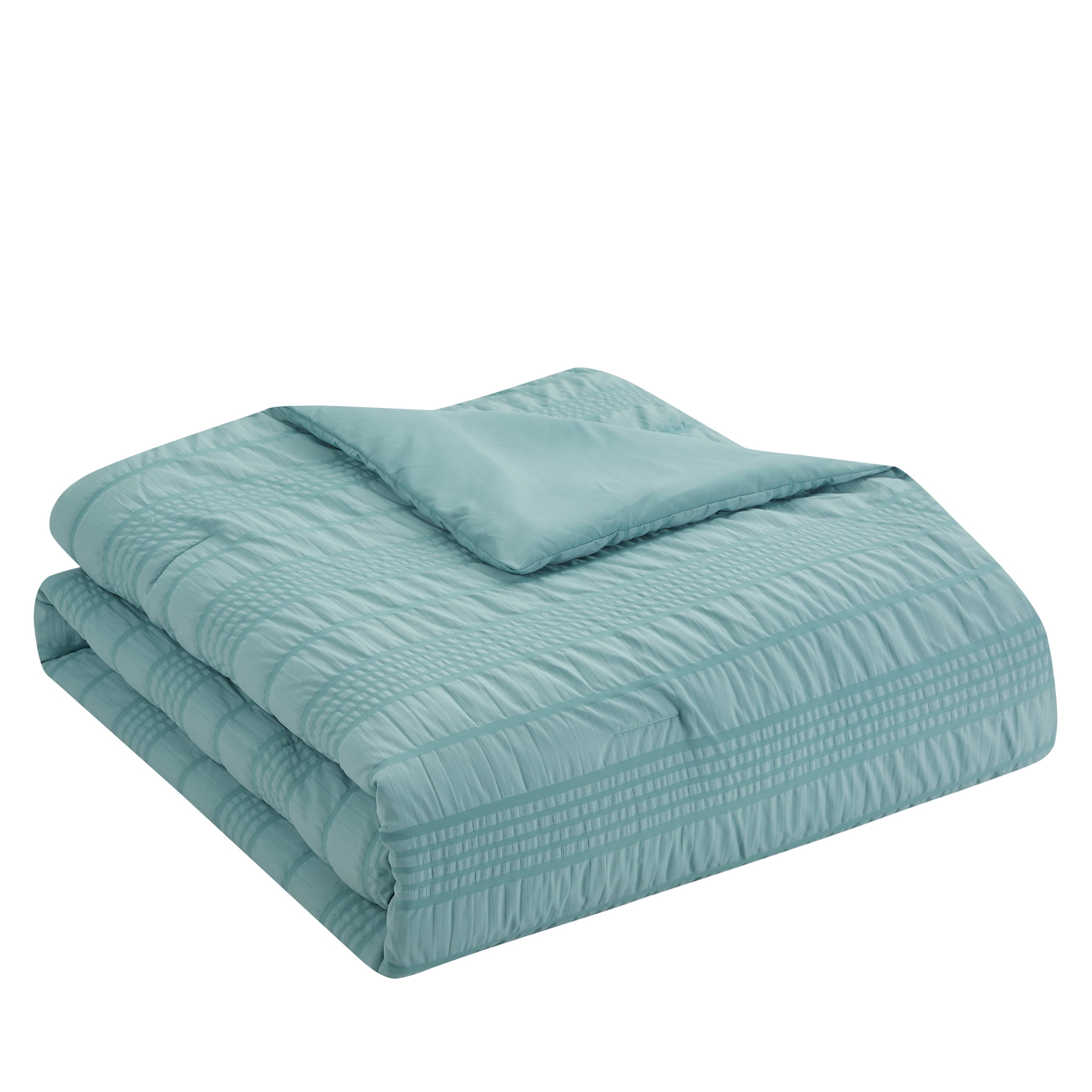 VCNY Home Ultimate Bedding Bundle 10-Piece Teal Seersucker Textured Bed in a Bag, Twin/Twin XL
