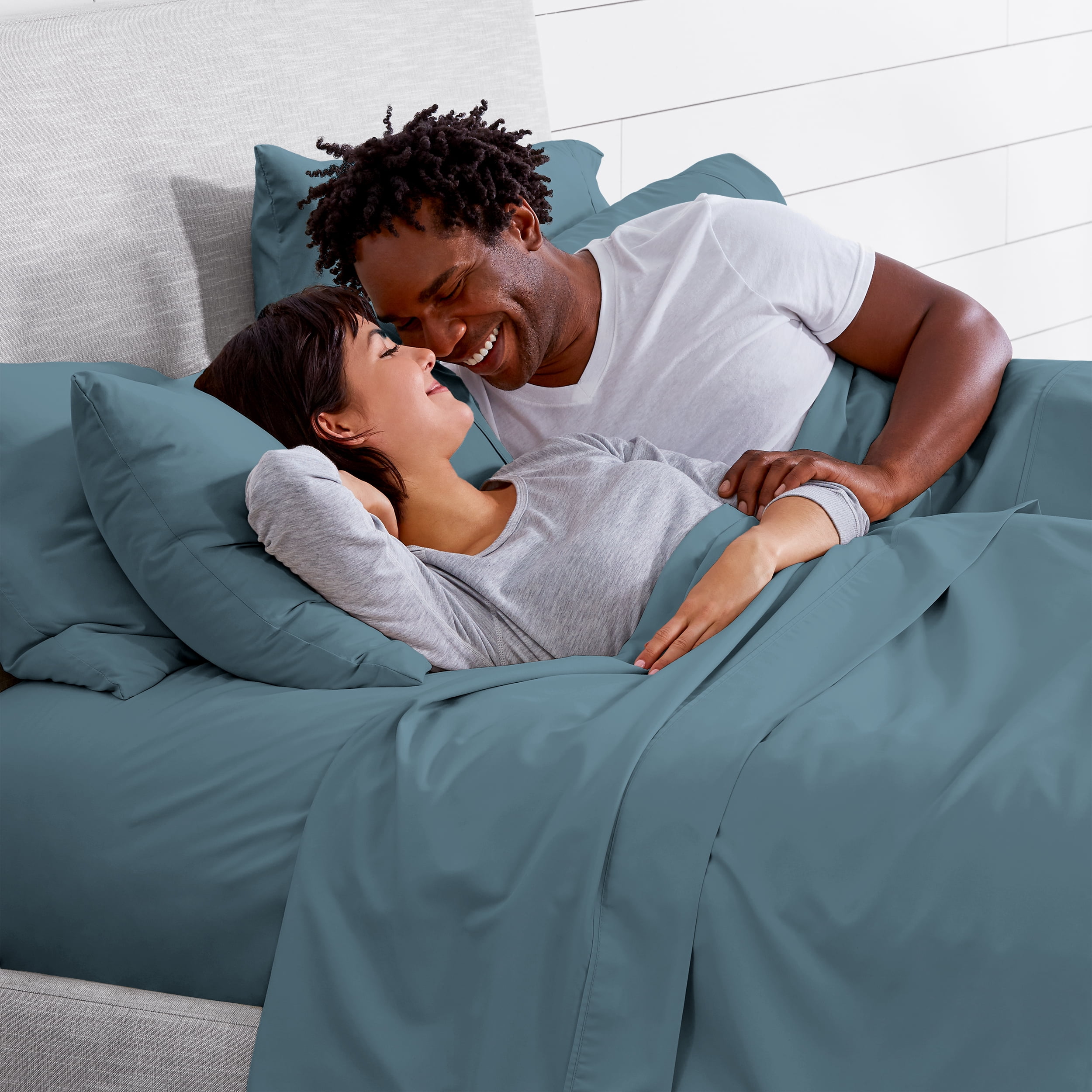 Bare Home 7 Piece Sheet Set, Microfiber, 2 Extra Pillowcases, Split King, Coronet Blue