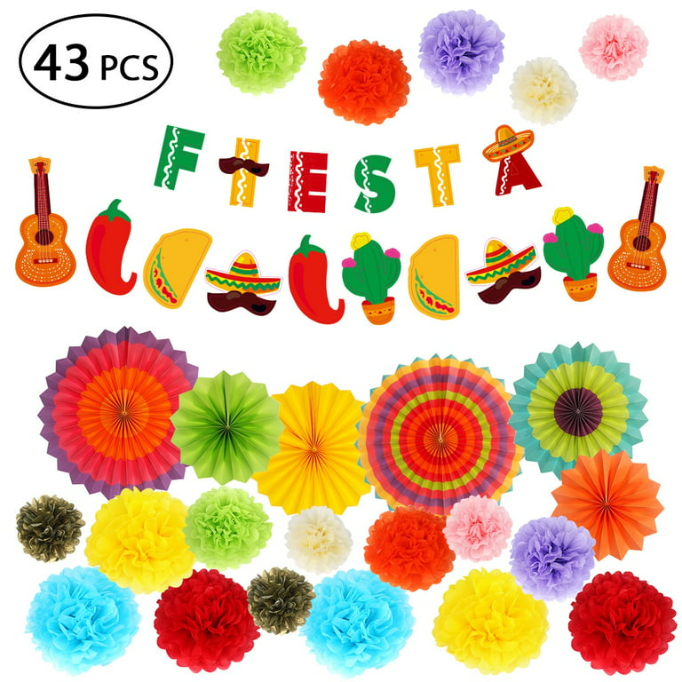 12Pcs Muiltcolor Hanging Paper Fans Party Decor Fiesta Party Supplies Photo  Props for Cinco De Mayo Carnival Tuesday Kids Party Birthday Baby Shower