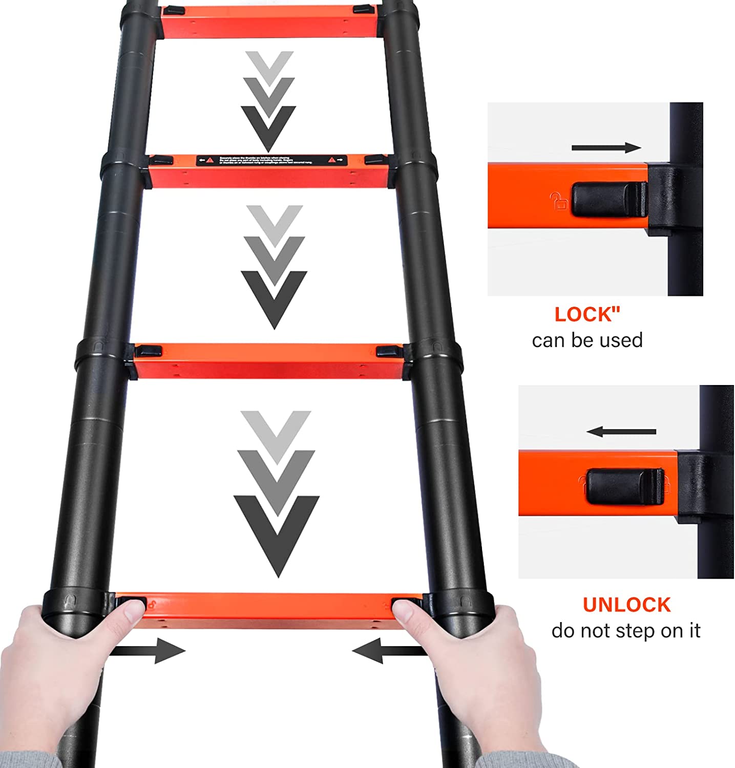 IZIRUNI Aluminum Telescoping Ladder 12.5 FT Extension Extendable Ladder