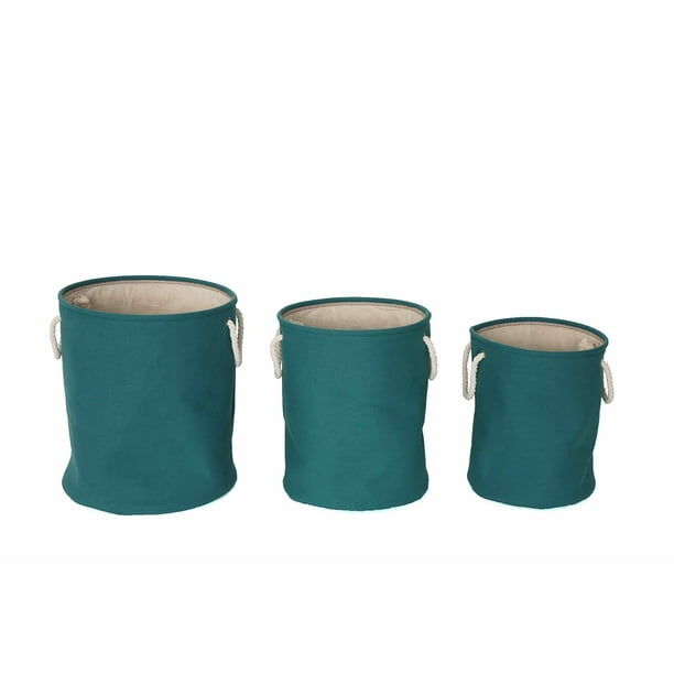 Creative Living Round Folding Bin with Rope Handles Set (Set of 3