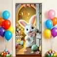 thumbnail image 5 of YaoZQ Easter Door Cover Decor, Cute White Bunny Peeking Out with Colorful Eggs, Spring Holiday Front Porch Hanging Banner, Multicolor, 35 x 71 in, 5 of 7