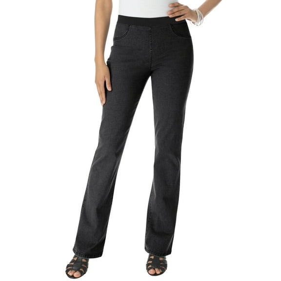 Roaman's Women's Plus Size Petite Plus Size Invisible Stretch All Day Bootcut Jean