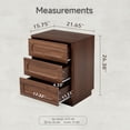 thumbnail image 2 of COZAYH Modern 3 Drawer Nightstand with Push-to-Open Drawers, Mid-Century Bedside Table with Raised Base for Bedroom, Oval Groove Panel Front, Dark Walnut Color, 2 of 8