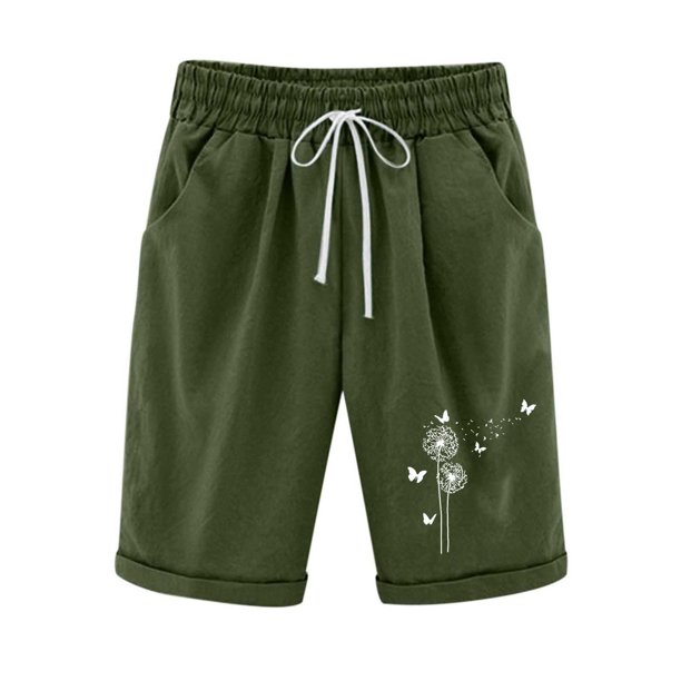 Puntoco Pantalones cortos de salón para mujer Pantalones cortos con cordón y estampado de béisbol con cintura elástica para mujer