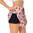 thumbnail image 1 of Balery Strawberry Pantalones cortos deportivos para mujer con forro y dos bolsillos, elásticos, para entrenamiento, gimnasio, yoga-Medium, 1 of 7