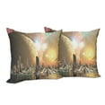 thumbnail image 6 of Ambesonne Yellow Throw Pillow Cover 2 Pack, Utopia Metropolis Urban, 20", Yellow Peach, 6 of 6